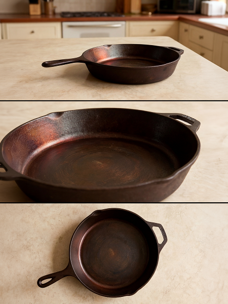 Collection of cast iron skillets